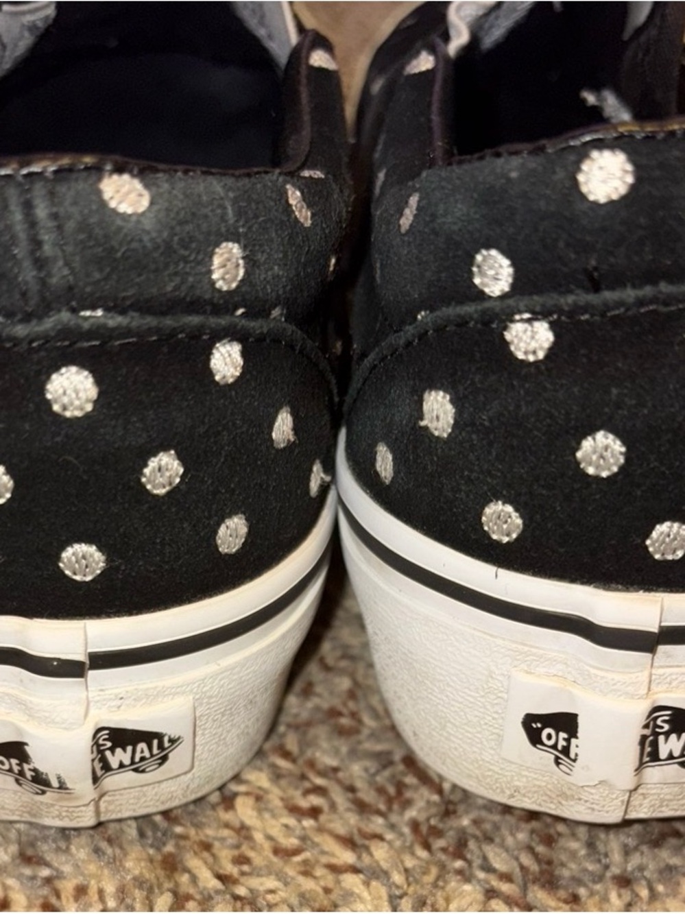 Vans Black Slip-On Platform Sneakers with White Polka Dots - Picture 4 of 5